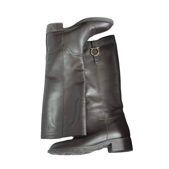 Salvatore Ferragamo Leather Fersea Gancini 1cm Riding Boots - Picture 2 of 7